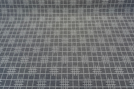 Sunbrella Pindler Gridlock Solution Dyed Acrylic Fabric - Charcoal Gray Geometric Pattern, 54" Width (1 Yard)