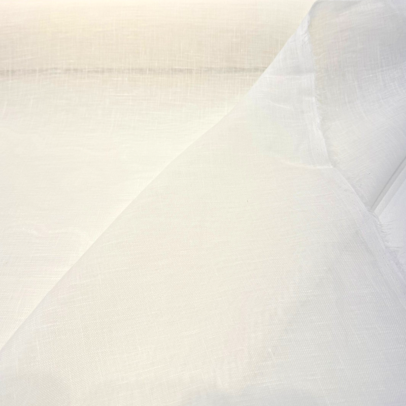 Belgian Linen Sheer Fabric - Snow White, 59" Width (1 Yard)