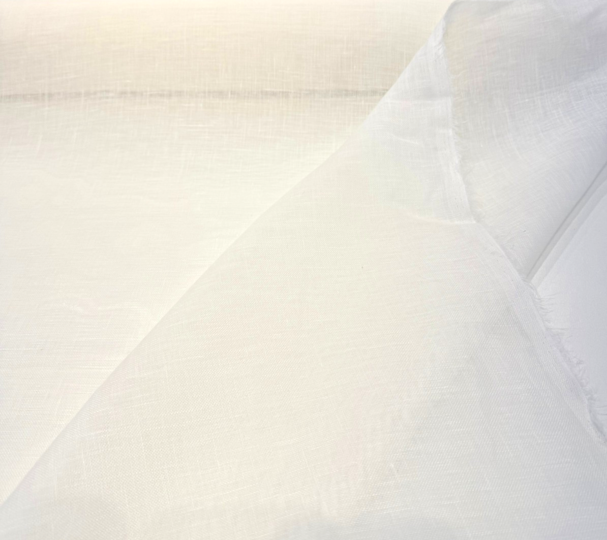 Belgian Linen Sheer Fabric - Snow White, 59" Width (1 Yard)