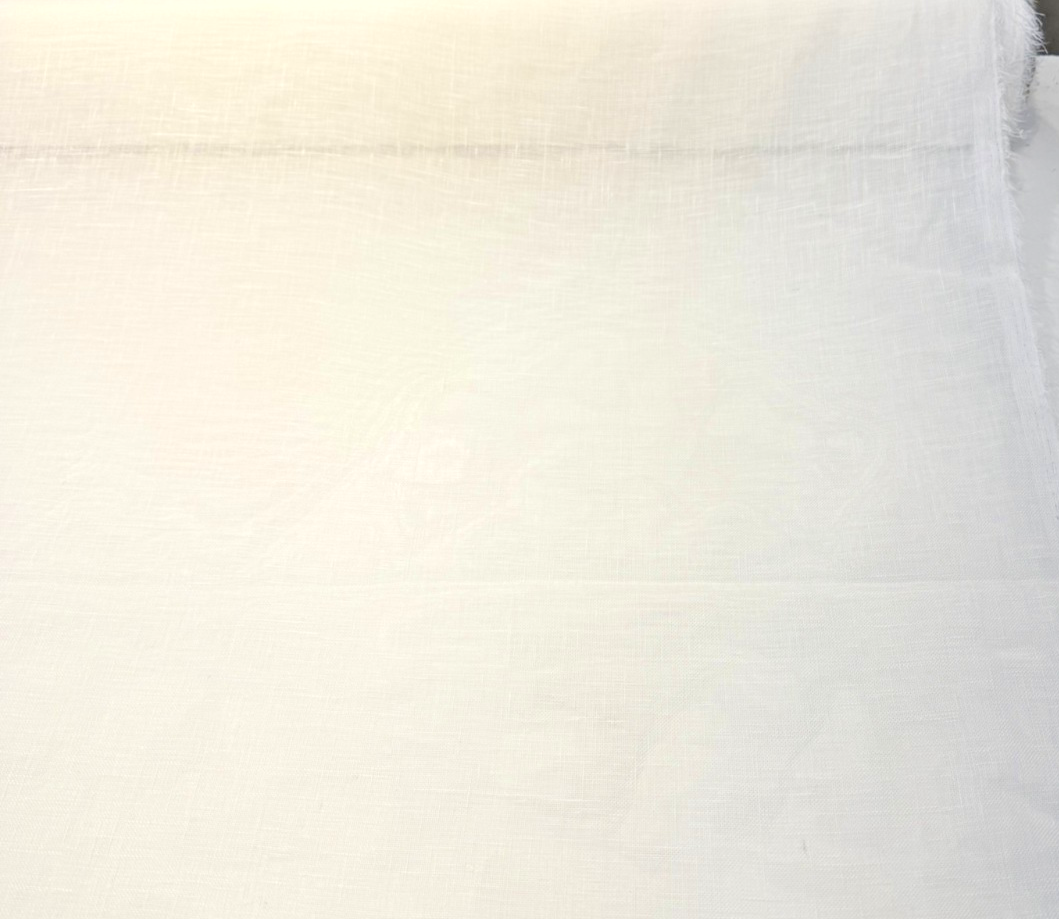 Belgian Linen Sheer Fabric - Snow White, 59" Width (1 Yard)