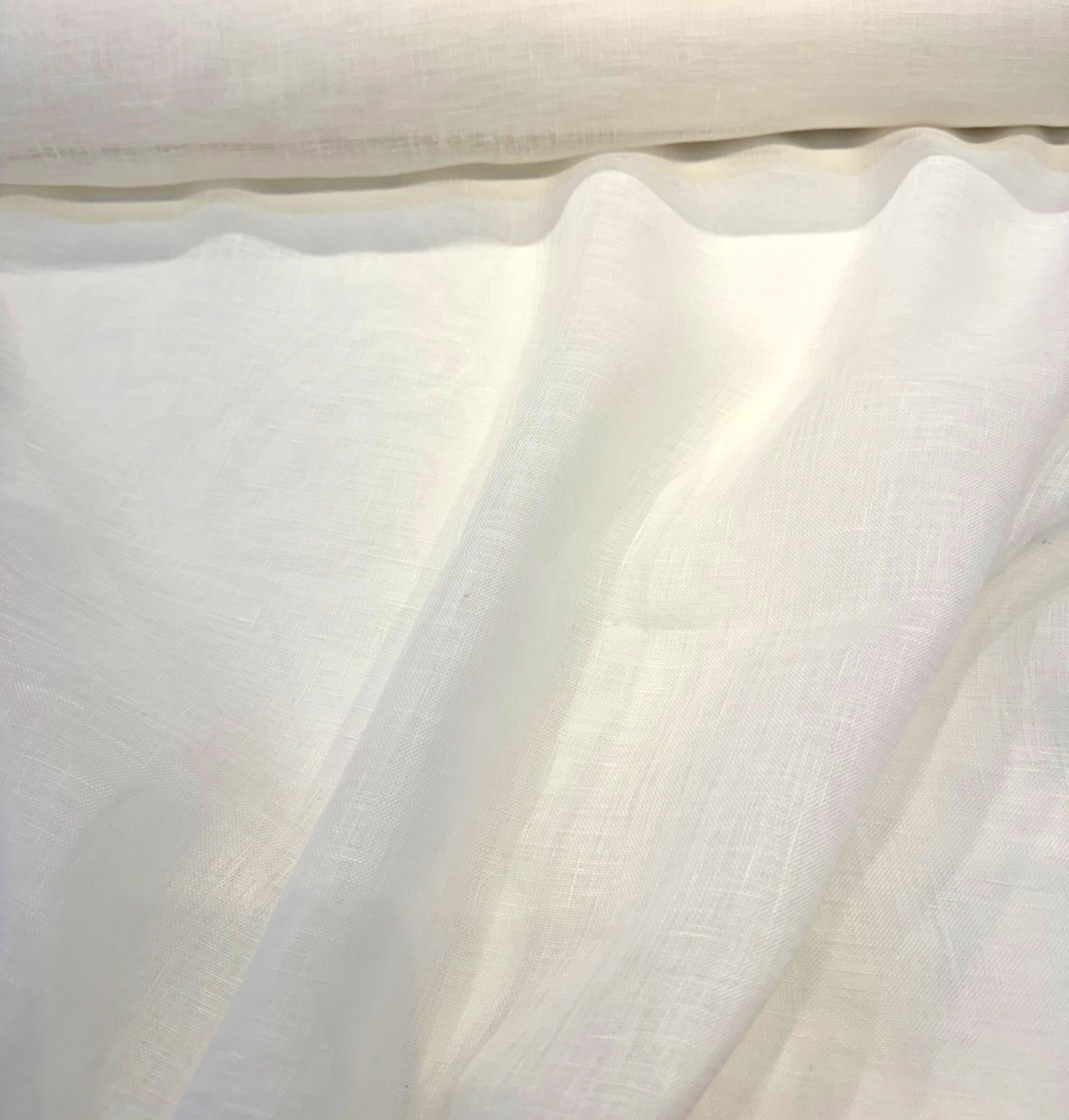 Belgian Linen Sheer Fabric - Snow White, 59" Width (1 Yard)