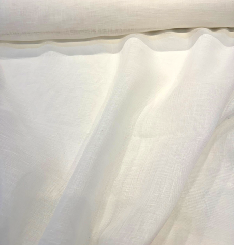 Belgian Linen Sheer Fabric - Snow White, 59" Width (1 Yard)