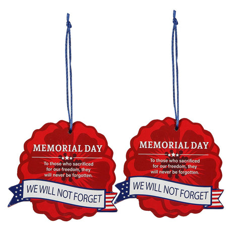 3 3/4" x 3 1/2" Red Poppy Memorial Day Wooden Ornaments 12 Pc.