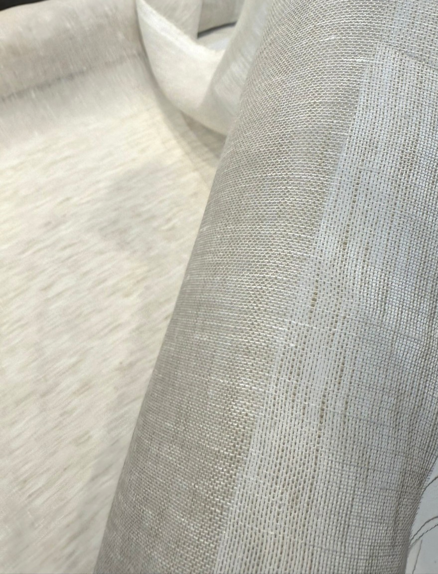 Belgian Linen Sheer Taupe Curtain Drapery Fabric - Taupe Sheer Weave, 57" Width (1 Yard)