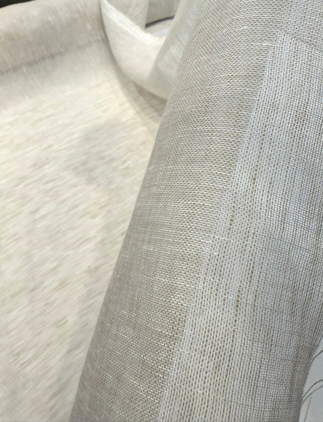 Belgian Linen Sheer Taupe Curtain Drapery Fabric - Taupe Sheer Weave, 57" Width (1 Yard)