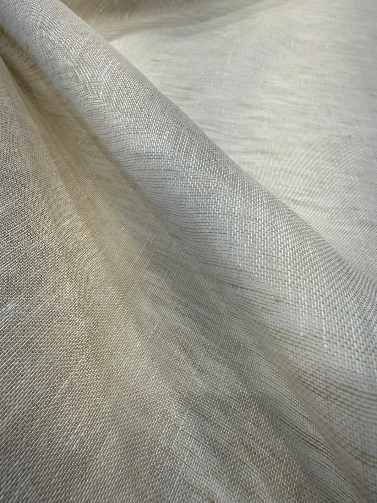 Belgian Linen Sheer Taupe Curtain Drapery Fabric - Taupe Sheer Weave, 57" Width (1 Yard)