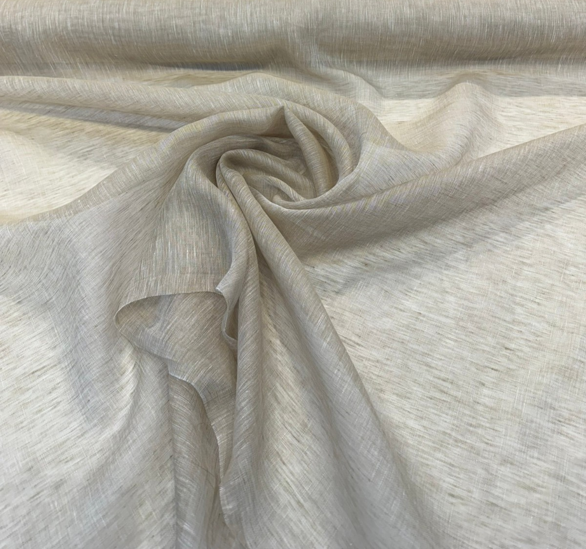 Belgian Linen Sheer Driftwood Beige Curtain Drapery Fabric - Driftwood Beige, Sheer Open Weave, 59" Width (By The Yard)