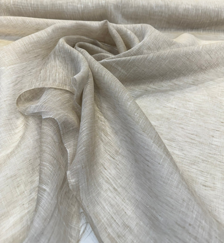 Belgian Linen Sheer Driftwood Beige Curtain Drapery Fabric - Driftwood Beige, Sheer Open Weave, 59" Width (By The Yard)