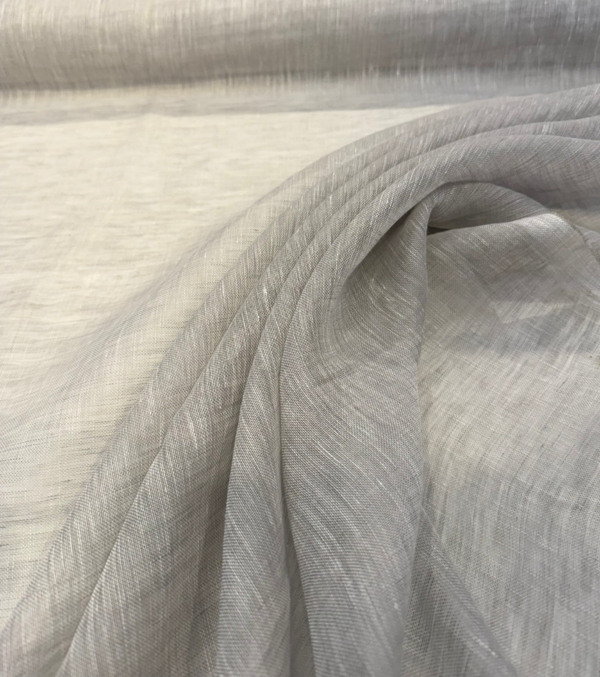 Belgian Linen Sheer Gray Curtain Drapery - 100 Percent Belgian Linen Fabric, Driftwood Beige, 59" Width (By The Yard)