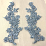 Beaded Corded Floral Lace Applique 100% Polyester Net Mesh