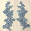 Beaded & Corded Floral Lace Applique Embroidered On 100 Percent Polyester Net Mesh Fabric - Floral Applique, 10" X 2" Each Side (1 Pair)