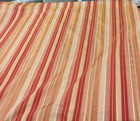 Red With Gold Sheer Beautiful Stripes Fabric - Red/Gold Stripes, 120" Width (1 Yard)