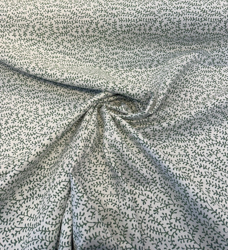 Sunbrella Eberly Jewel Acrylic Fabric - Green Vine Pattern, Railroaded, 54" Width (1 Yard)
