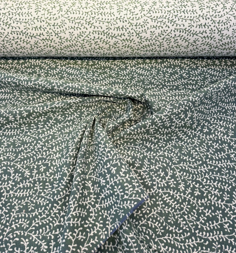 Sunbrella Eberly Jewel Acrylic Fabric - Green Vine Pattern, Railroaded, 54" Width (1 Yard)