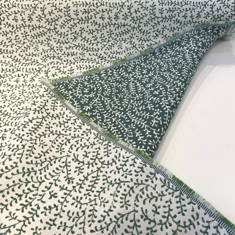 Sunbrella Eberly Jewel Acrylic Fabric - Green Vine Pattern, Railroaded, 54" Width (1 Yard)