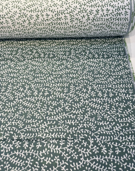 Sunbrella Eberly Jewel Acrylic Fabric - Green Vine Pattern, Railroaded, 54" Width (1 Yard)