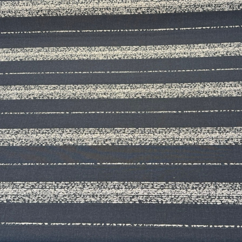 Sunbrella Alaxi Bel Air Nightfall Sunbrella Acrylic Fabric - Navy Blue, Textured White Horizontal Stripes, 54" Width (By The Yard)