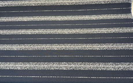 Sunbrella Alaxi Bel Air Nightfall Sunbrella Acrylic Fabric - Navy Blue, Textured White Horizontal Stripes, 54" Width (By The Yard)