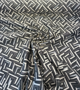 Sunbrella Kaza Charcoal Solution-Dyed Acrylic Fabric - Charcoal, Graphite, Light Gray, Off-White Geometric Pattern, 56" Width (1 Yard)