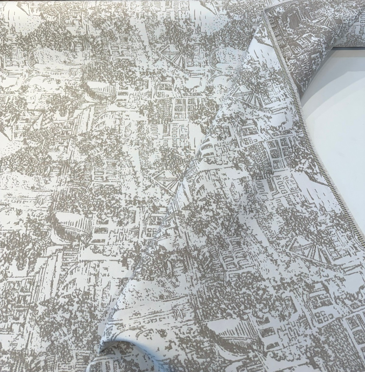 Sunbrella Hyatt Sand 145508-0004 Acrylic Fabric - Sand Beige/Ivory Scenic Toile, 54" Width (1 Yard)