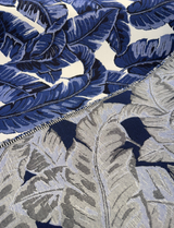 Sunbrella Tropics Midnight Blue Solution-Dyed Acrylic Fabric - Midnight Blue Tropical Botanical Print, 54" Width (1 Yard)