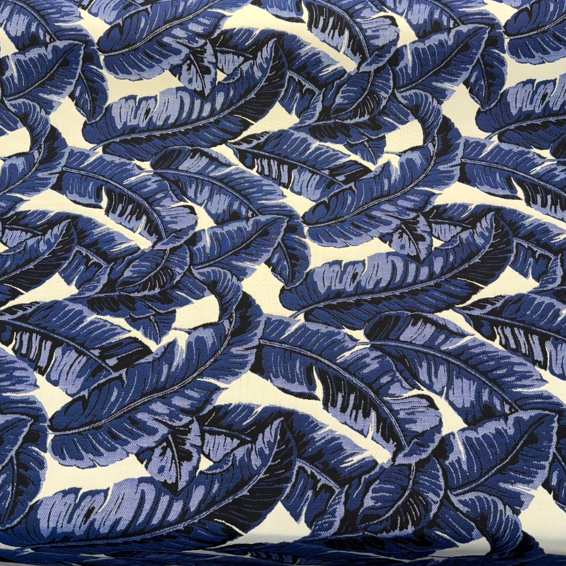Sunbrella Tropics Midnight Blue Solution-Dyed Acrylic Fabric - Midnight Blue Tropical Botanical Print, 54" Width (1 Yard)