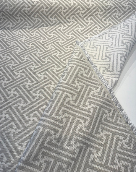 Sunbrella Meander Pebble 44216-0012 Acrylic Fabric - Pebble Gray Geometric, 54" Width (1 Yard)