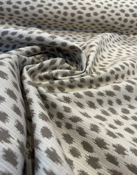 Sunbrella Agra Pebble Acrylic Fabric - Pebble, Ikat-Inspired Animal Motif, 54" Width (1 Yard)