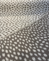 Sunbrella Agra Pebble Acrylic Fabric - Pebble, Ikat-Inspired Animal Motif, 54" Width (1 Yard)