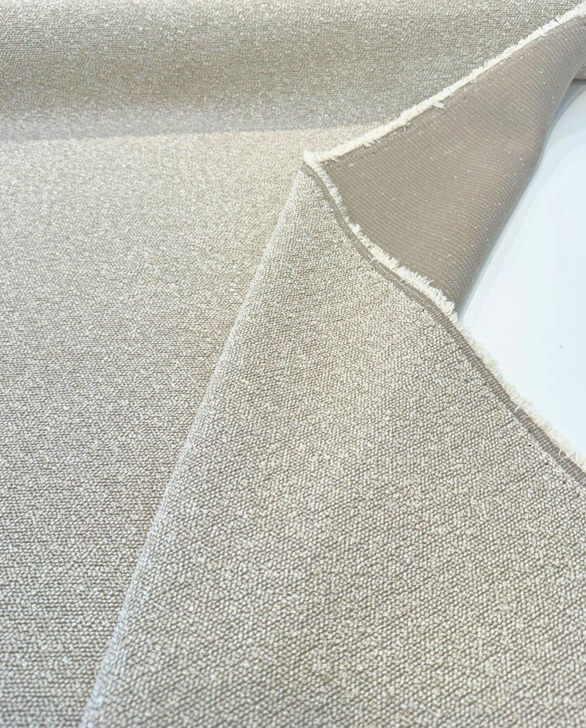 Sunbrella Outdoor Boucle Twist Taupe 1302 Acrylic Fabric - Taupe Boucle Texture, 56" Width (1 Yard)