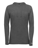 Camiseta con capucha de manga larga para mujer de mezcla triple con escote cruzado