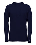 Camiseta con capucha de manga larga para mujer de mezcla triple con escote cruzado