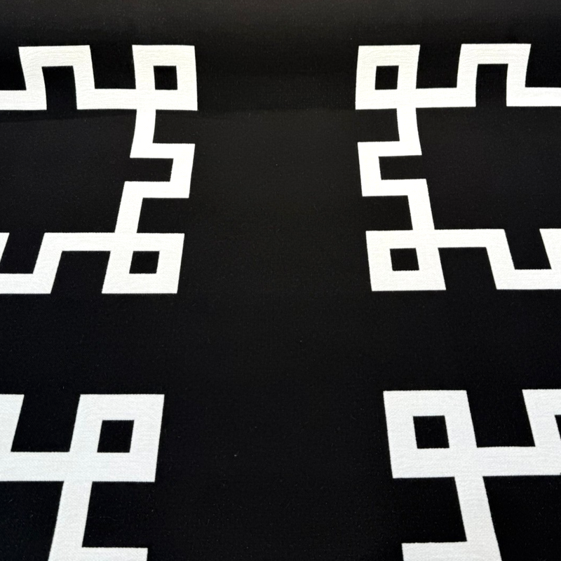 Sunbrella Greco II Classic Acrylic Fabric - Black/Off-White Greek Key Pattern, 55" Width (By The Yard)