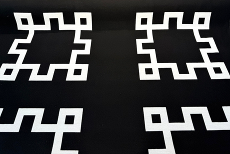 Sunbrella Greco II Classic Acrylic Fabric - Black/Off-White Greek Key Pattern, 55" Width (By The Yard)