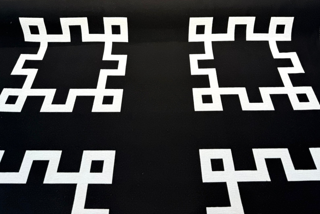 Sunbrella Greco II Classic Acrylic Fabric - Black/Off-White Greek Key Pattern, 55" Width (By The Yard)