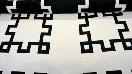 Sunbrella Greco II Classic Acrylic Fabric - Black/Off-White Greek Key Pattern, 55" Width (By The Yard)
