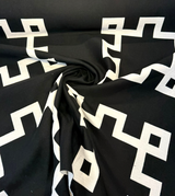 Sunbrella Greco II Classic Acrylic Fabric - Black/Off-White Greek Key Pattern, 55" Width (By The Yard)