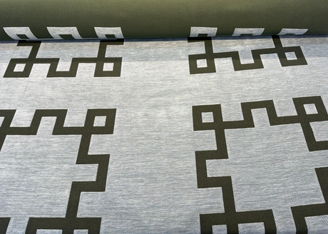 Greco II Sunbrella Acrylic Fabric - Green Kelp Geometric Reversible, 55" Width, 23" Vertical Repeat, 28" Horizontal Repeat (1 Yard)