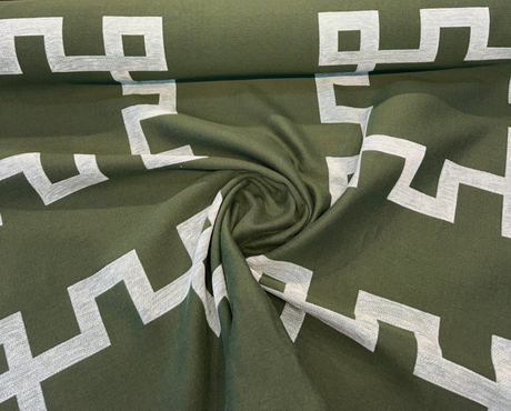 Greco II Sunbrella Acrylic Fabric - Green Kelp Geometric Reversible, 55" Width, 23" Vertical Repeat, 28" Horizontal Repeat (1 Yard)