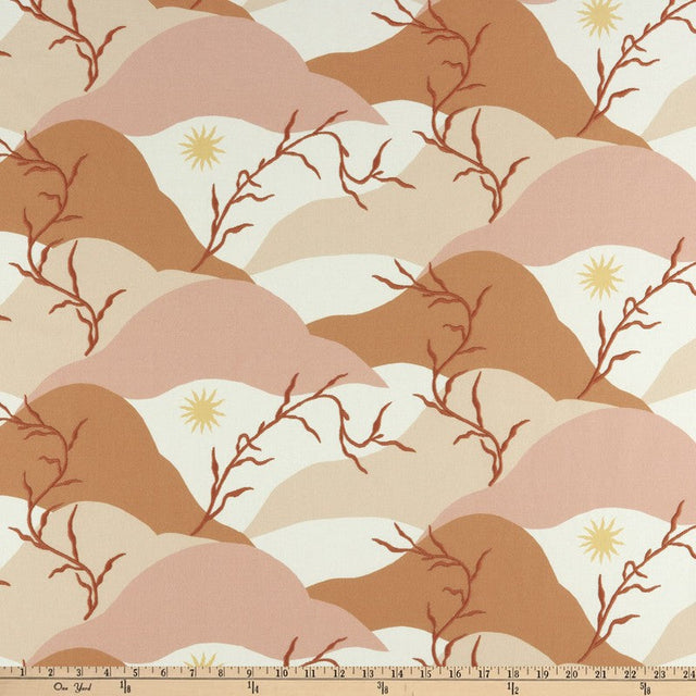 PK Washed Ashore Terracotta Elana Gabrielle Embroidered Cotton Fabric - Terracotta, Blush Pink, Peach, Sunset Orange, Soft Yellow, 54" Width (1 Yard)