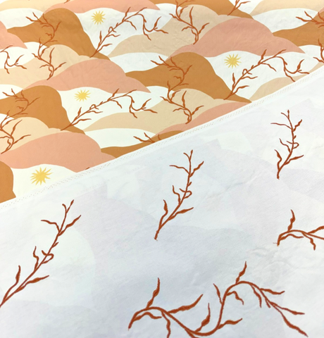 PK Washed Ashore Terracotta Elana Gabrielle Embroidered Cotton Fabric - Terracotta, Blush Pink, Peach, Sunset Orange, Soft Yellow, 54" Width (1 Yard)