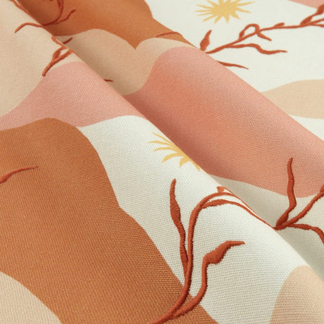 PK Washed Ashore Terracotta Elana Gabrielle Embroidered Cotton Fabric - Terracotta, Blush Pink, Peach, Sunset Orange, Soft Yellow, 54" Width (1 Yard)