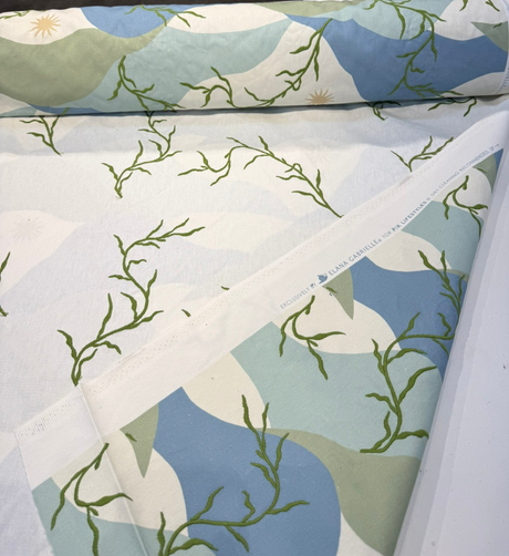 PK Washed Ashore Meadow Blue Elana Gabrielle Embroidered Cotton Fabric - Meadow Blue, Washed Ashore, 54" Width (1 Yard)
