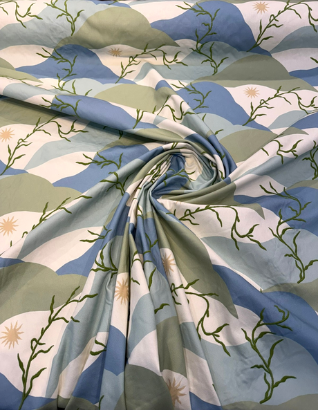 PK Washed Ashore Meadow Blue Elana Gabrielle Embroidered Cotton Fabric - Meadow Blue, Washed Ashore, 54" Width (1 Yard)