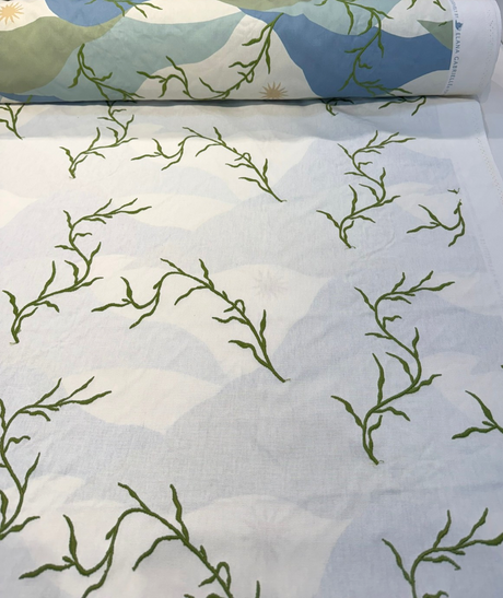 PK Washed Ashore Meadow Blue Elana Gabrielle Embroidered Cotton Fabric - Meadow Blue, Washed Ashore, 54" Width (1 Yard)