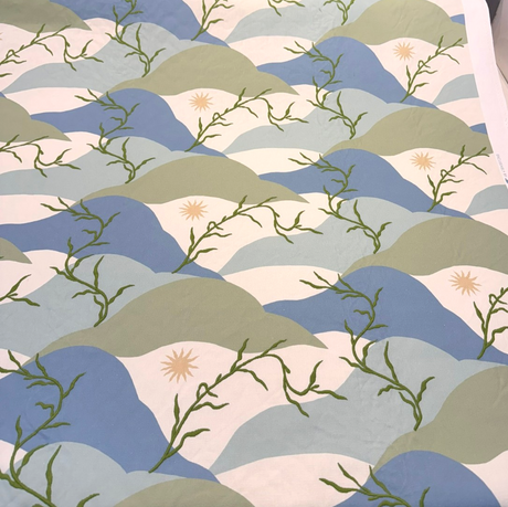 PK Washed Ashore Meadow Blue Elana Gabrielle Embroidered Cotton Fabric - Meadow Blue, Washed Ashore, 54" Width (1 Yard)