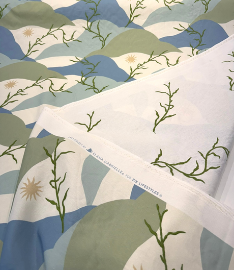 PK Washed Ashore Meadow Blue Elana Gabrielle Embroidered Cotton Fabric - Meadow Blue, Washed Ashore, 54" Width (1 Yard)