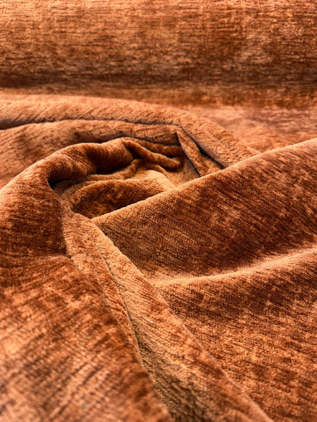 Lushscape Chenille Fabric - Terracotta, Solid With Texture, 55" Width (By The Yard)