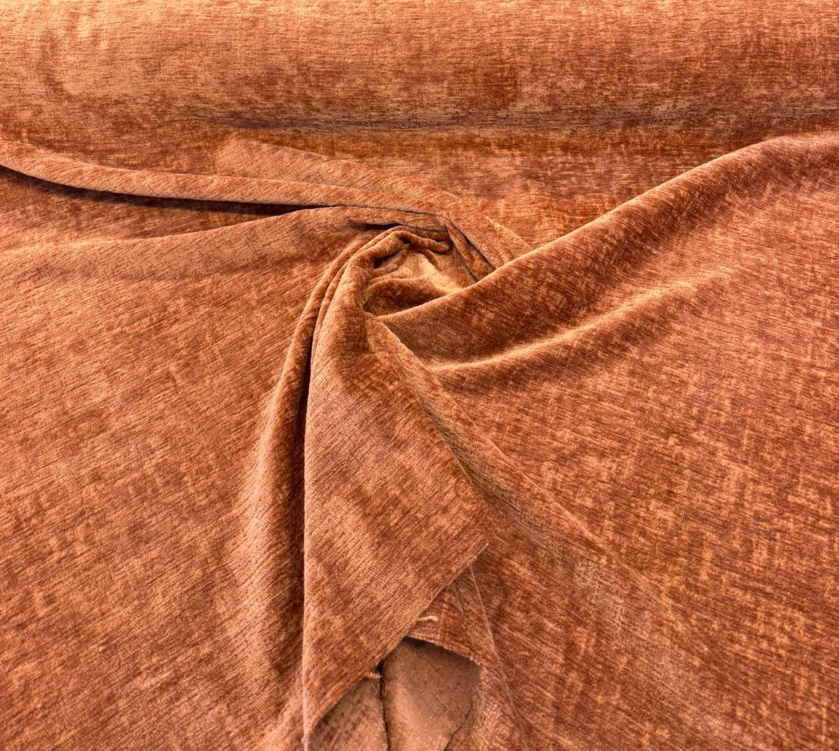 Lushscape Chenille Fabric - Terracotta, Solid With Texture, 55" Width (By The Yard)