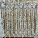 Beaded Lace Fabric Embroidered on 100% Polyester Net Mesh, Ivory, 51" Wide